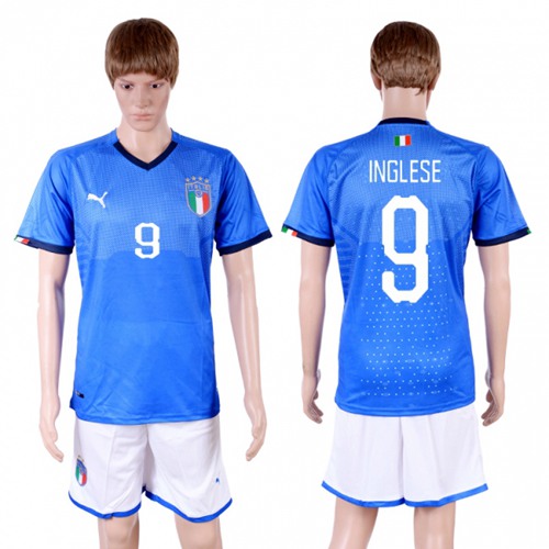 Italy #9 Inglese Home Soccer Country Jersey